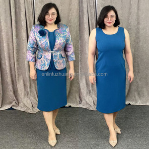 Robe de cérémonie en brocart de haute qualité pour femmes grandes tailles, robe deux pièces, vêtements pour femmes - Product Image 3