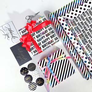 Factory Wholesale Coated <b>Birthday</b> Stamping Gift Wrapping <b>Paper</b> 43*300 cm Christmas Packaging 3 Rolls Set - Product Image 6