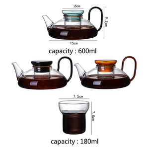 กาน้ำชาแก้วโบโรซิลิเกตก้นแบนพร้อมฝาสี ชุดน้ำ<span class=keywords><strong>ชา</strong></span>แก้วสำหรับ<span class=keywords><strong>ชา</strong></span>ดอกไม้บาน - Product Image 6