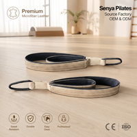 Sangles doubles en cuir microfibre résistantes à la transpiration avec logo personnalisé pour Reformer de studio commercial