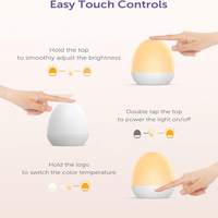 Veilleuse pour bébé avec chargeur stable, contrôle tactile et réglage de la minuterie, lampe en forme d'œuf pour bébé en ABS+PC pour l'allaitement et les enfants