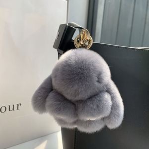 8cm Kawaii Màu Hồng Bunny lông Rex thỏ Pompom Búp bê mặt dây chuyền Thú nhồi bông sang trọng thỏ Móc khóa đồ chơi xe túi ví quyến rũ vòng chìa khóa - Product Image 6