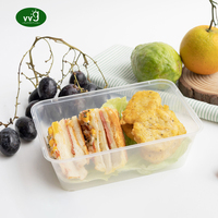 Contenants alimentaires jetables biodégradables en plastique PP VVG, compatibles micro-ondes et lave-vaisselle, 500/600/750/1000 ml, avec couvercles, pour la préparation des repas