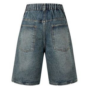 <span class=keywords><strong>Short</strong></span> baggy <span class=keywords><strong>en</strong></span> denim à jambes larges, brodé sur mesure, taille élastique, bleu délavé, cinq poches, style streetwear, Y2K - Product Image 2