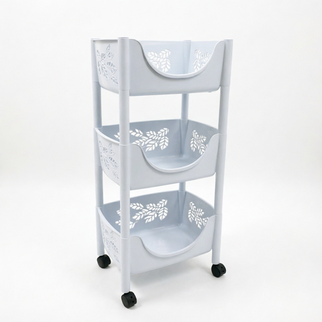 3 Tier PP Plastic Rolling Storage Cart With Wheels Multi-functional Home Kitchen Bathroom Organizer Trolley