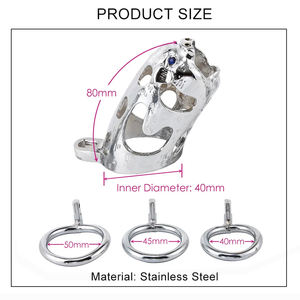 Cage de chasteté <span class=keywords><strong>cochon</strong></span> zodiaque chinois 3 taille anneau dispositif de chasteté masculine serrure à pénis jouets hommes en acier inoxydable jouet sexuel Juguetes Sexuales - Product Image 2