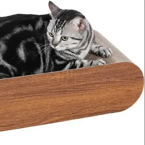 Cama de salón Diseño de forma de hueso Rascador de gato corrugado Productos interactivos de cartón Suministros Juguetes para mascotas