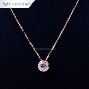 TIANYU GEMS Collier pendentif solitaire personnalisé en or 14/18 carats avec moissanite grise taille brillant ronde, sertissage griffe, bijoux vintage - Product Image 3