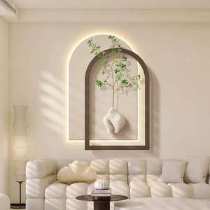 Yiwu original crème style <span class=keywords><strong>simulation</strong></span> plante verte salon <span class=keywords><strong>peinture</strong></span> murale entrée LED <span class=keywords><strong>peinture</strong></span> décorative <span class=keywords><strong>peinture</strong></span> suspendue - Product Image 3