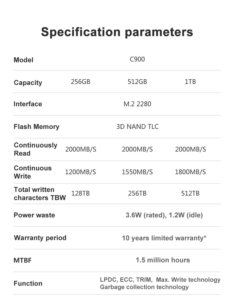 C900 NVMe 1.3 Internal 3D NAND <b>SSD</b> 256GB/512GB <b>M</b>.<b>2</b> 2280 10-Year Warranty Laptop/Notebook PC Wholesale Manufacturer Oem Logo <b>Ssd</b> - Product Image 4