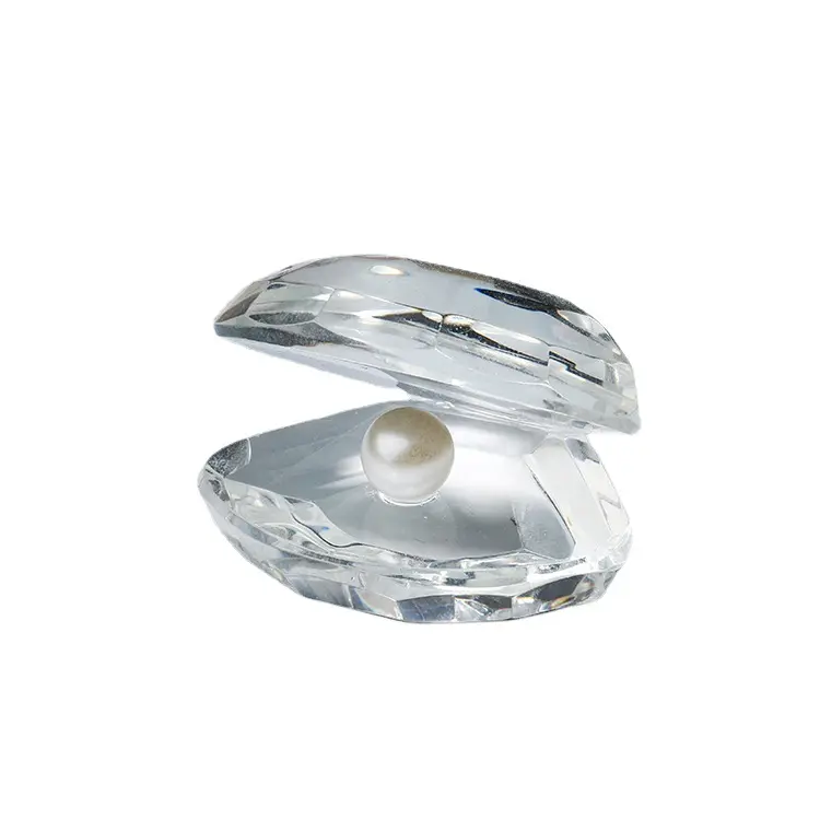 Cadeau de mariage décor à la maison Figurines en verre de cristal Presse-papiers en coquillage réfléchissant avec une perle artificielle