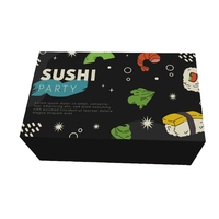 Kraft Paper Sleeve Folders Sushi Takeout Food Glossy Lamination Varnishing Paperboard Foil Recyclable Food Packaging