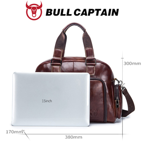 BULLCAPTAIN Sac à main en cuir véritable pour homme, sacoche d'affaires pour ordinateur portable 15 pouces, sac de bureau de luxe en cuir de vachette, sac de voyage pour homme - Product Image 4