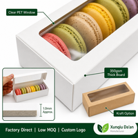 Boîte à macarons rectangulaire en papier kraft transparent, boîte d'emballage alimentaire en carton blanc pour desserts, biscuits, petits gâteaux, impression offset
