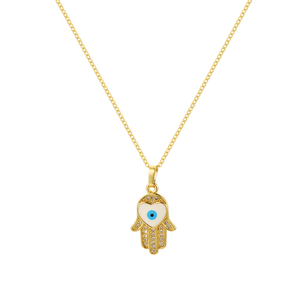 Collares de joyería de moda de acero inoxidable Hamsa mano de Fátima mal de ojo protección colgante collar - Product Image 4
