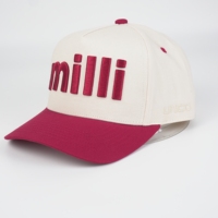 Gorra de Béisbol Personalizada de 5 Paneles, 100% Algodón Twill, Color Blanco Hueso y Rosa Intenso, Bordado 3D, Unisex, Ajustable con Hebilla Simple