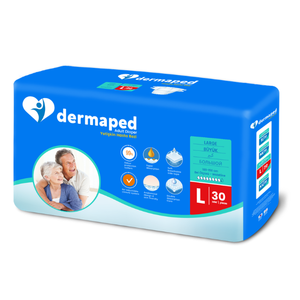 Dermaped Couches-culottes jetables pour adultes, pour l'incontinence, grande taille, 30 pièces, haute absorption, respirantes, douces, pour personnes âgées, lot de 4 balles - Product Image 1