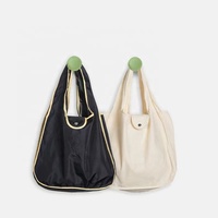 Sac à provisions pliable Portable et créatif en tissu Oxford solide, fourre-tout en pur coton avec Logos personnalisés