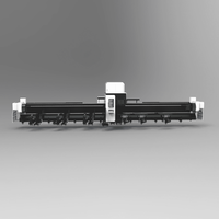 Máquina de corte láser CNC de 12KW con tres mandriles y función de sobrecorte, biselado delantero y trasero, cero residuos y descarga de tubos completos