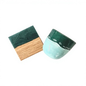 Designer Acacia Wood Resin Coasters Handcrafted Heat-Resistant Drink Coaster Set for Kitchen, Bar & Living Room - Product Image 1
