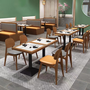 Usine Personnalisé Moderne Fast Food Restaurant Table Chaise Ensemble Motif Carré pour Bar Hôtel Café Gourmet Restaurant Bois Métal - Product Image 3