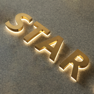 Ezd cửa hàng tên bảng thiết kế tùy chỉnh LED Backlit chữ chiếu sáng cửa số Thép không gỉ chữ vàng 3D phòng D - Product Image 4