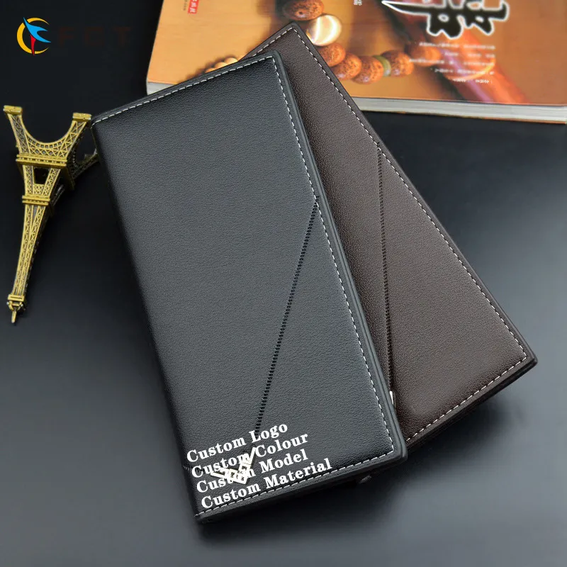 Men pu Leather Rfid Wallet Male Organizer Coin Purse Pockets Slim Fashion Zipper Clamp Wallet Card Holder