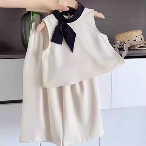 Vestito Casual elegante da ragazza estivo alla moda pantaloni lunghi con fiocco due pezzi vestiti in tinta unita vestiti alla moda da ragazza 7 anni - Product Image 4