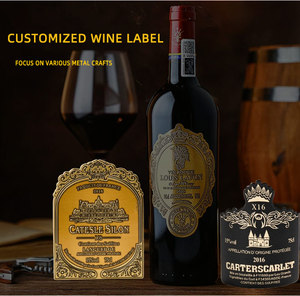 Vàng Nhôm Lá 3D Nhãn Tùy Chỉnh Rượu Vang Nước Hoa Chai Kim Loại Thủ Công Mỹ Nghệ Dập Nổi Thiết Kế Chất Lượng Cao Dán Cho Chai Rượu Vang - Product Image 6