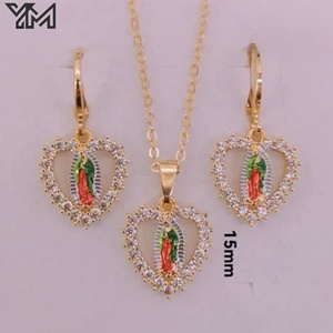 Set di Gioielli di Lusso Cristiani con Diamanti e Zirconia, Collana e Orecchini Madonna di Guadalupe per Donna - Product Image 3