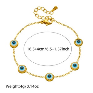 European American Fashion Turquoise Eye Chain Stainless Steel Necklace Earring <b>Bracelet</b> <b>Set</b> Unisex Gift Jewelry - Product Image 5