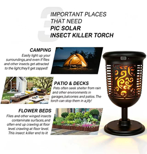 Lampe torche solaire à LED étanche 3 en 1 pour l'extérieur Lampe de jardin électronique Bug Zapper pour insectes et moustiques Lutte antiparasitaire Flamme vacillante - Product Image 1