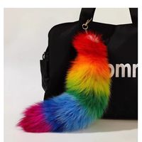 Nouveaux produits arrivés : Porte-clés en peluche queue de renard de 40 cm, pendentif de sac à main queue de renard arc-en-ciel, porte-clés queue de renard