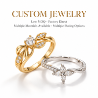 Bague Mosen de luxe à faible MOQ, ornée de fleurs en oxyde de zirconium étincelant, plaquée or et argent, empilable, pour femme