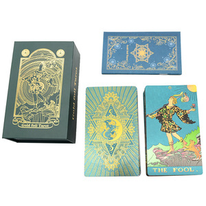 Cartes de tarot premium en feuille d'or avec boîte verte, style Moon Waite, cartes à jouer en PVC imperméable, prix d'usine en gros - Product Image 2