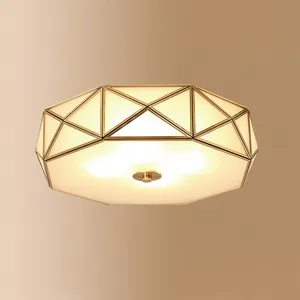 Современная Минималистичная медная акриловая потолочная лампа 3000k e27 для спальни, люстра, освещение