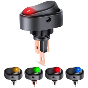 מתג נדנדה סגלגל עם תאורת LED, 3 פינים, הדלקה-כיבוי, לאופנוע, מכונית, משאית, קרוואן, סירה, 12V, 30 אמפר, מיני מתג נדנדה מואר, דגם ASW-20D - Product Image 1