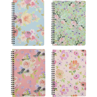 Carnet spirale A5 personnalisé 2026 avec motif floral, couverture rigide épaisse en tissu écologique et cuir pour notes d'étude