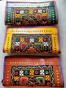 Beautiful Multicolor Handmade Vintage Embroidery Banjara Clutch <b>Bags</b> with Suede Leather for Women Fashion and Accessories India - Product Image 4