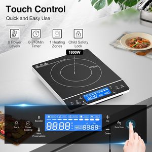Vente en gros de cuisinière à induction portable à brûleur unique en verre céramique avec écran LED à commande tactile étanche 2000W - Product Image 3