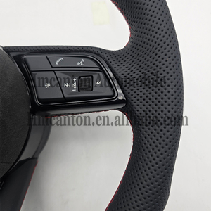 พวงมาลัยรถหนังเรียบแบบมีรูพรุนสำหรับรถ Audi A3 A4 A5 A8 Q5 Q7 TT B9 - Product Image 4