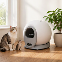 Bac à litière intelligent pour chat contrôlé par application, avec nettoyage automatique, capacité de 65 L, matériau PC, design rond