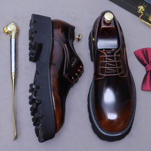 Zapatos de Vestir de Lujo para Hombre, Diseño Cuadrado, Cuero Genuino, con Cordones, Suela Gruesa Antideslizante, Transpirables y Ligeros - Product Image 6
