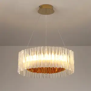 Lustre para decoração de interiores moderno, lustre redondo com luminária pendente para decoração de casa, sala de estar