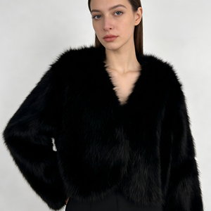Abrigo Corto de Piel Sintética Negra, Prenda Exterior Cálida para Primavera, Otoño e Invierno, Perfecta para Uso Diario, Venta Directa de Fábrica - Product Image 1