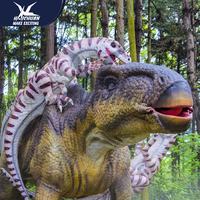 Statue de dinosaure animatronique grandeur nature personnalisable Dino Park en métal et éponge souple pour exposition en intérieur/extérieur dans un parc d'attractions