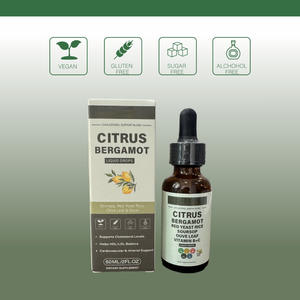 Gotas Líquidas de Bergamota Cítrica Orgánica de Marca Propia con Extracto de Guanábana y Arroz de <span class=keywords><strong>Levadura</strong></span> <span class=keywords><strong>Roja</strong></span> <span class=keywords><strong>para</strong></span> Adultos, Apoyo al <span class=keywords><strong>Colesterol</strong></span> - Product Image 3