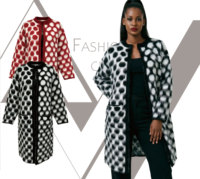 Cardigan long en tricot bouclé à pois pour femme, coupe oversize, motif cercles, avec poches latérales