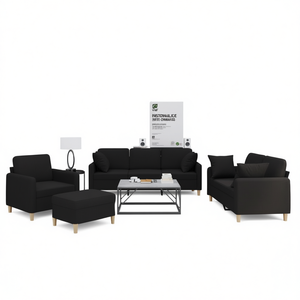 Black Polyester <b>Sofa</b> <b>Set</b> Modern Living Room Furniture Metal Textilene Plywood Design - Product Image 1