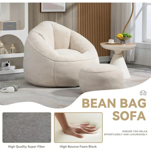 Vacuum Compressed Velvet <b>Upholstered</b> Lounge <b>Chair</b> Ottoman for Apartment Villa-Contemporary Design Space Saving Home Furniture - Product Image 5